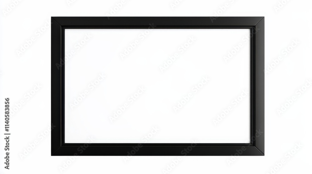 Minimalist black frame with blank white background for art and design display Minimalist black frame with blank white background for art and design display