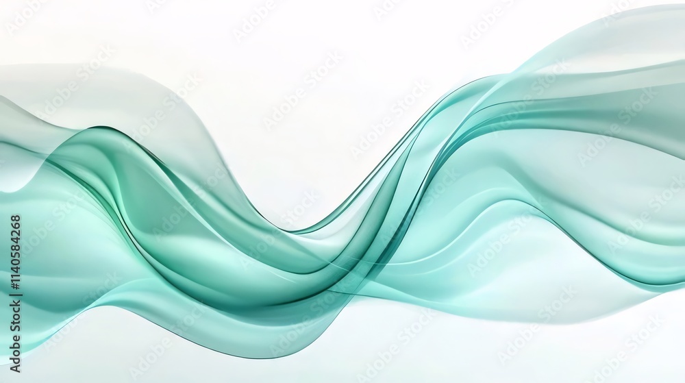 Abstract teal wave flowing smoothly on white background. Abstract teal wave flowing smoothly on white background.
