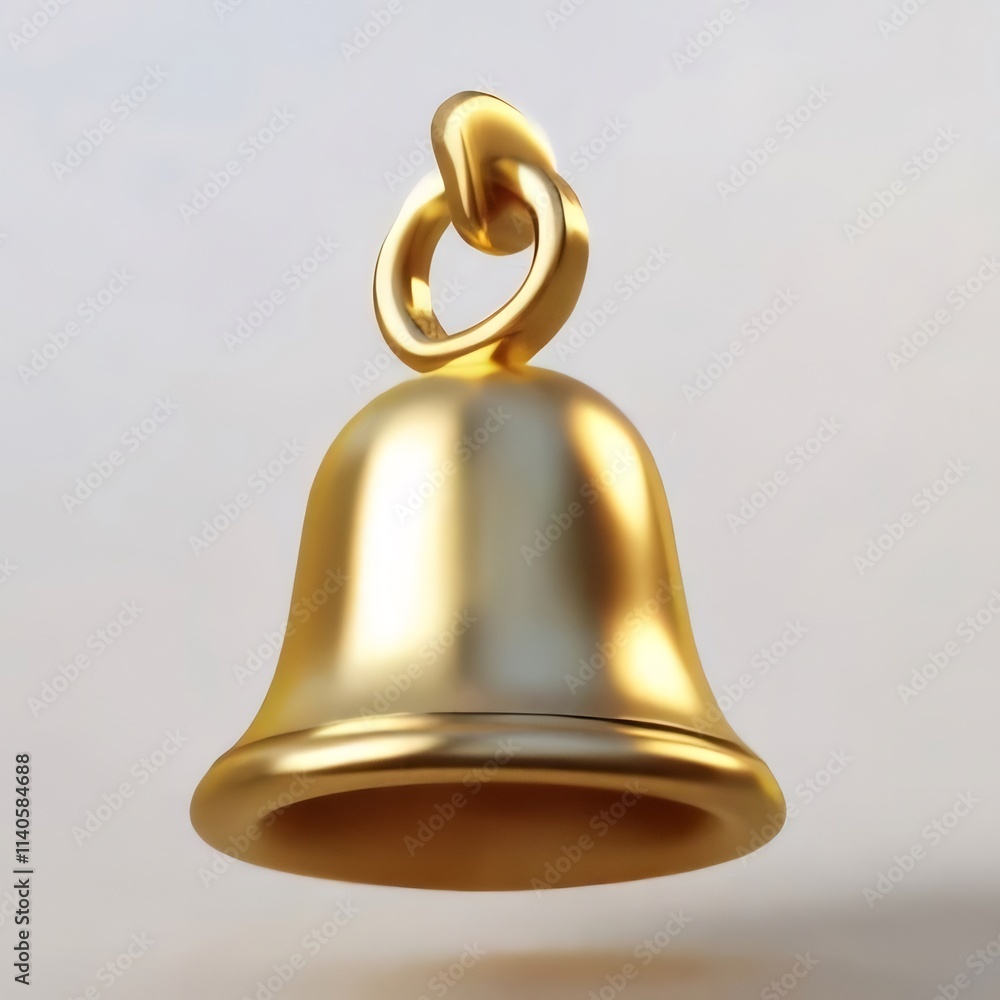 Golden bell charm pendant, isolated on white background. Golden bell charm pendant, isolated on white background.
