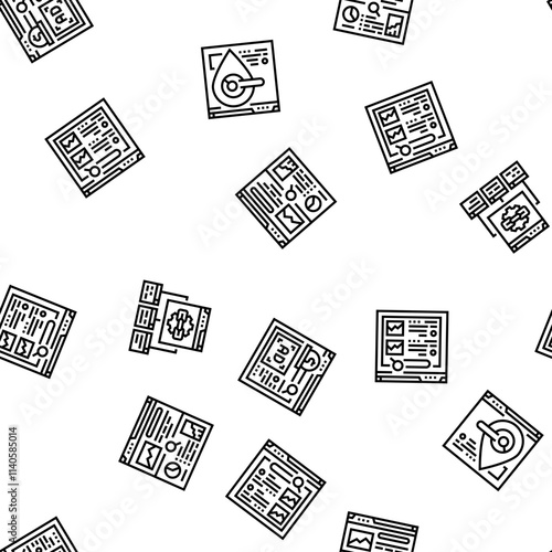 seo market rank search vector seamless pattern thin line illustration
