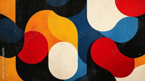 Colorful abstract design featuring circles and lines in bold patterns and vib...