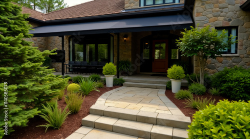 A house with a large porch and steps leading up to the front door