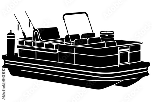 Pontoon boat silhouette.