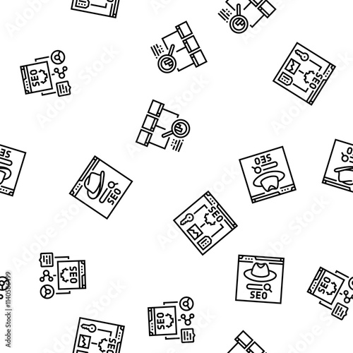 seo technical audit vector seamless pattern thin line illustration