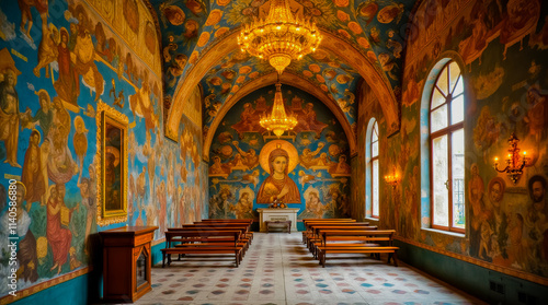 Fototapeta Naklejka Na Ścianę i Meble -  A large room with a lot of paintings on the walls