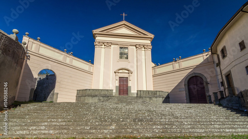 Fényképezés Church of the Capuchins of Albano Laziale illuminated by the sun timelapse hyper