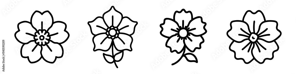 hollyhock icon, flower line art, flower icon - Minimalistic black outline illustration of hollyhock flower, perfect for icons, logos, and floral-themed designs.
hollyhock icon, flower line art, flower icon - Minimalistic black outline illustration of hollyhock flower, perfect for icons, logos, and floral-themed designs.