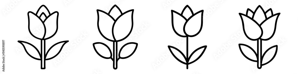 tulip icon, flower line art, flower icon - Minimalistic black outline illustration of tulip flower, perfect for icons, logos, and floral-themed designs.
tulip icon, flower line art, flower icon - Minimalistic black outline illustration of tulip flower, perfect for icons, logos, and floral-themed designs.