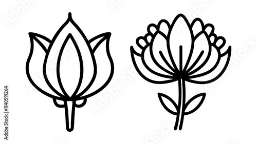 allium icon, flower line art, flower icon - Minimalistic black outline illustration of allium flower, perfect for icons, logos, and floral-themed designs.

