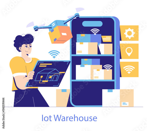 Logistics Automation. Flat Vector Illustration