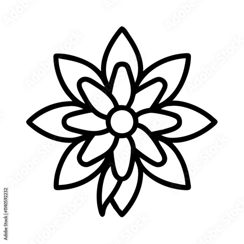 bee balm icon, flower line art, flower icon - Minimalistic black outline illustration of bee balm flower, perfect for icons, logos, and floral-themed designs.

