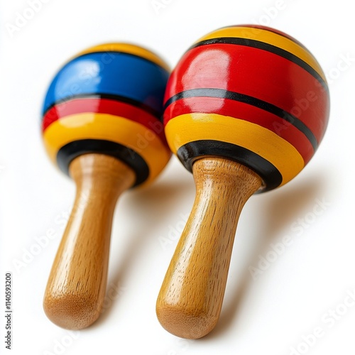 Colorful maracas displayed on a white background capturing traditional musica...