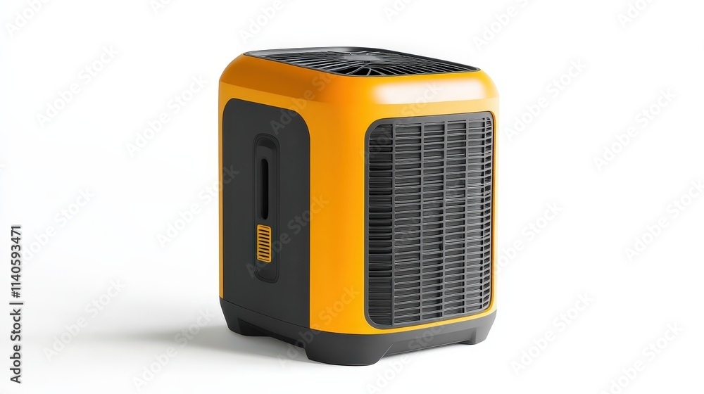 Modern yellow and black portable air conditioner with advanced design features Modern yellow and black portable air conditioner with advanced design features