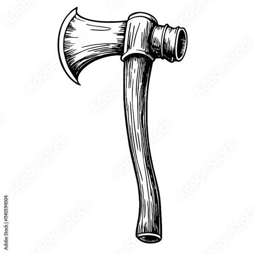 Vintage hatchet illustration in black and white, craftsmanship concept