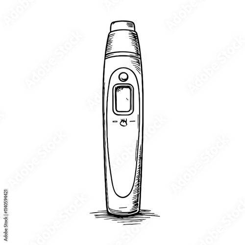 EpiPen sketch icon on white background, public health awareness