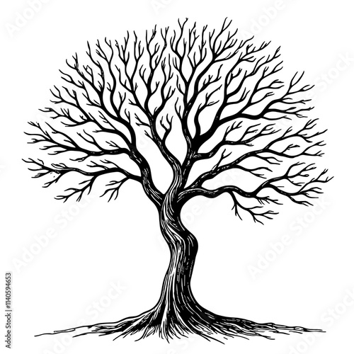 Intricate tree of life sketch on white background, timeless inspiration