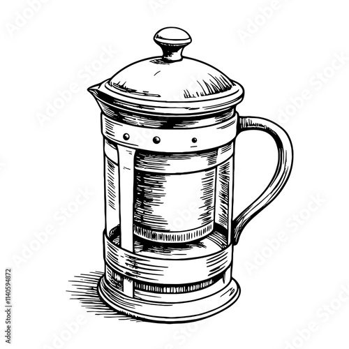 Herbal tea infuser illustration on white background, wellness concept