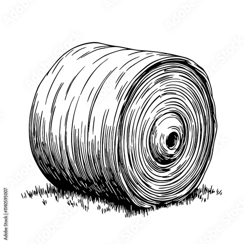 Stylized hay bale icon on white background, rural agriculture symbolism