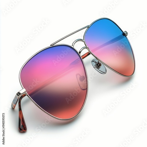 Colorful gradient sunglasses resting on a flat surface with a stylish design