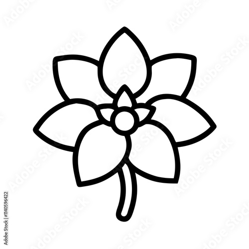 delphinium icon, flower line art, flower icon - Minimalistic black outline illustration of delphinium flower, perfect for icons, logos, and floral-themed designs.

