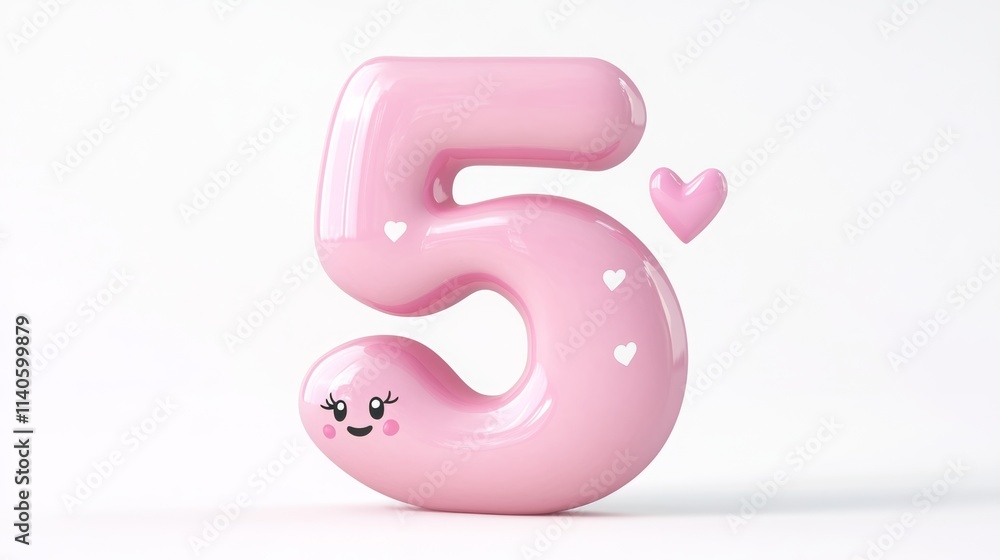 Naklejka premium Playful High-Resolution Pink Number Illustration