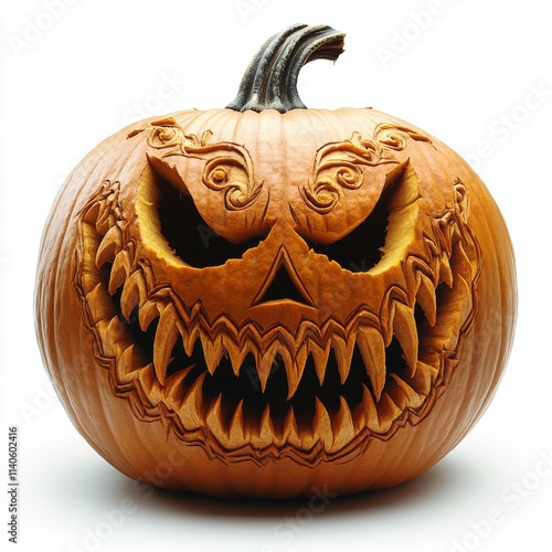 Creative pumpkin carving showcases intricate design for Halloween celebration