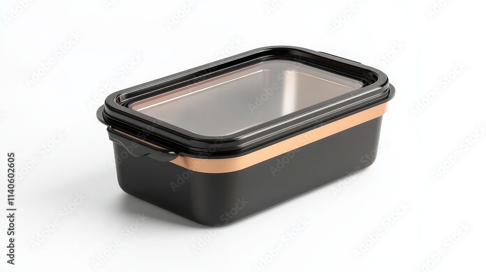 Sleek black rectangular food container with clear lid for kitchen organization Sleek black rectangular food container with clear lid for kitchen organization