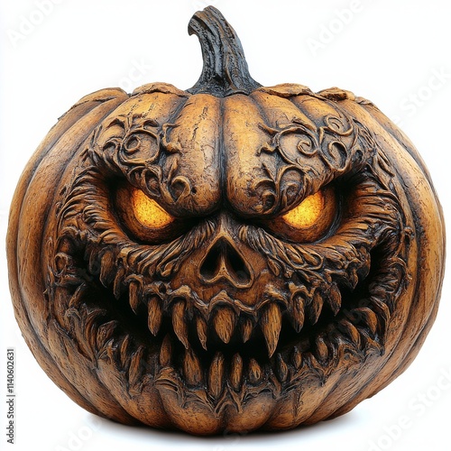 Creative pumpkin carving showcases intricate design for Halloween celebration