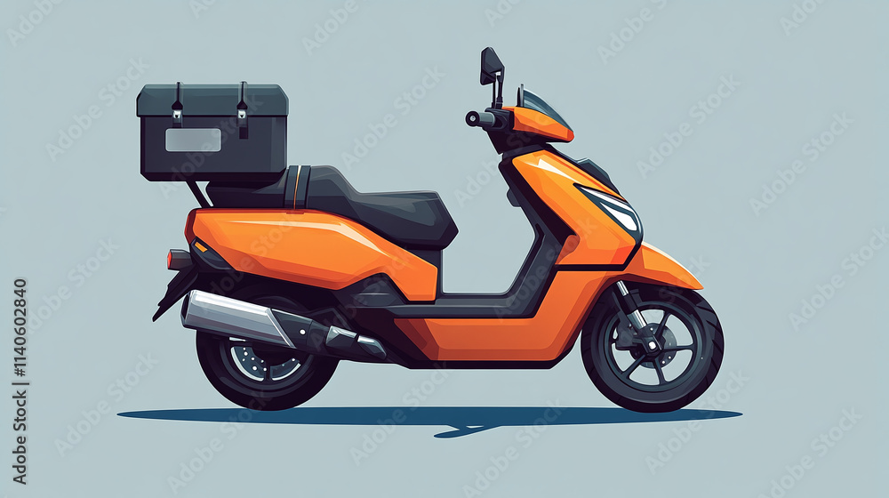 Fototapeta premium Scooter icon isolated, motorbike vehicle for urban transport, motorcycle illustration for city travel, delivery bike design, flat graphic of two-wheeled drive or ride for courier service.