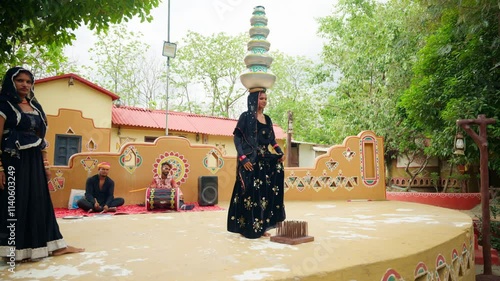Traditional Indian Dance Performance with Pot Balancing