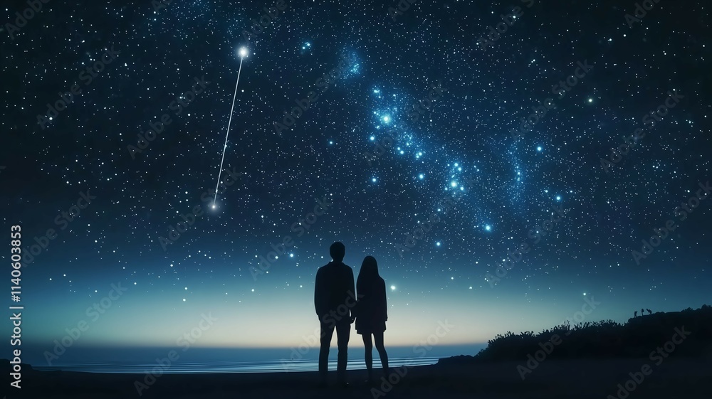 Fototapeta premium 流れ星を見る人