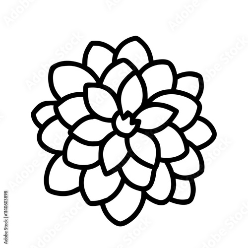 sedum icon, flower line art, flower icon - Minimalistic black outline illustration of sedum flower, perfect for icons, logos, and floral-themed designs.