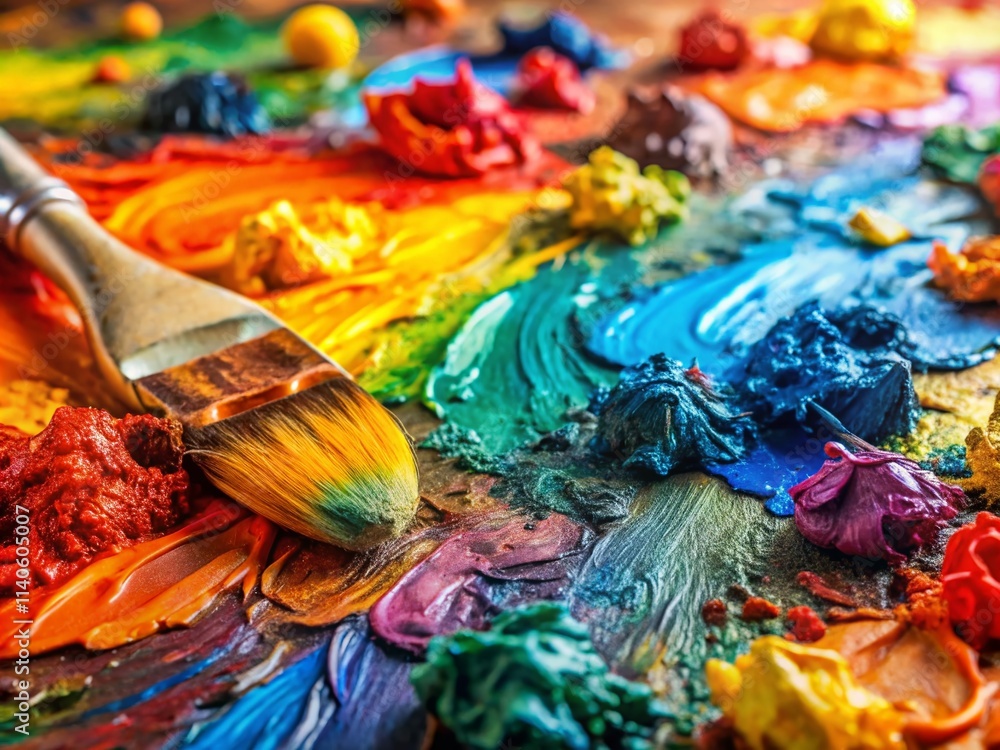 Fototapeta premium Paint Palette Art Supplies, Colorful Acrylics, Oil Paints, Painting Supplies, Artist Palette, Fine Art Painting, Creative Painting, Palette Knife, Paintbrush, Studio Art Supplies