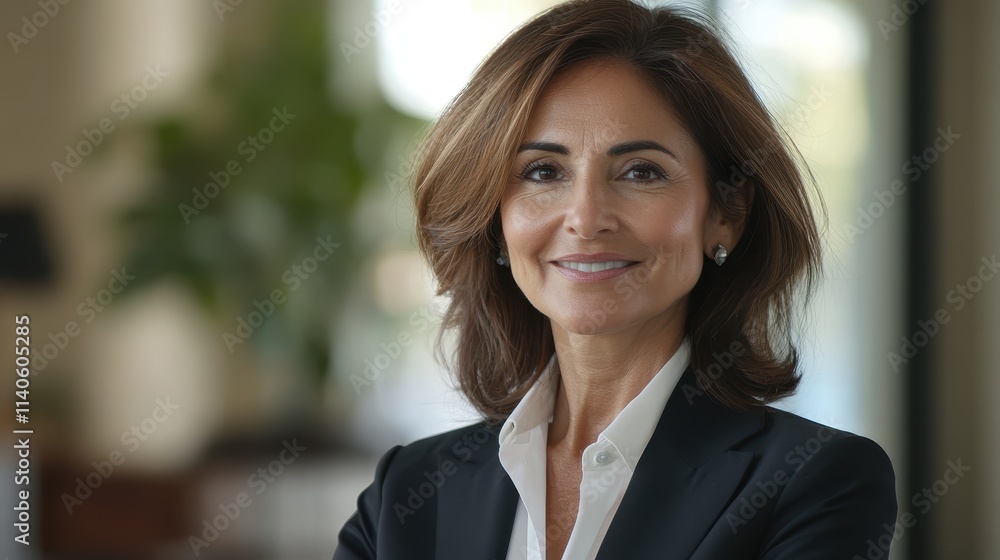Beautiful 40-year-old woman in an executive office suit, with a professional yet warm smile, ready to lead her team in a business environment. Beautiful 40-year-old woman in an executive office suit, with a professional yet warm smile, ready to lead her team in a business environment.