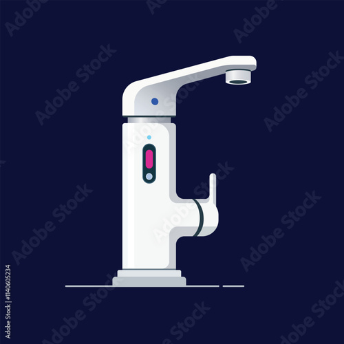 Smart Bathroom Faucet Vector Icon. Modern Plumbing Technology Illustration.