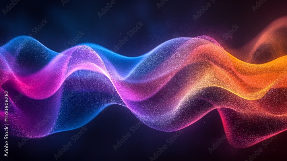 Fototapeta premium A vibrant abstract design featuring a colorful wave of sand or light that undulates across a dark background.