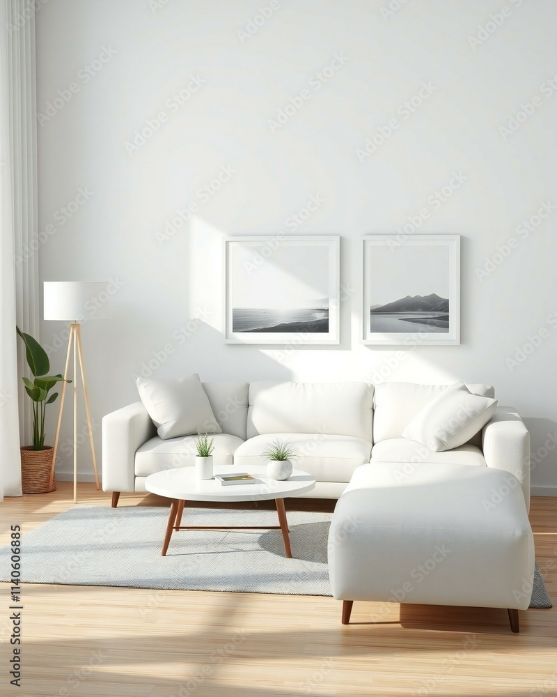 Fototapeta premium modern living room with white sofa
