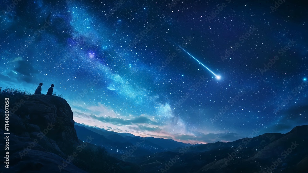 Fototapeta premium 流れ星を見る人