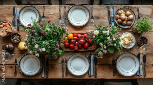 Elegant dining table set with fresh fruits and fine wines in a cozy setting