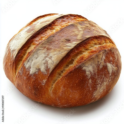 Freshly baked round loaf of bread with a golden crust ready for serving