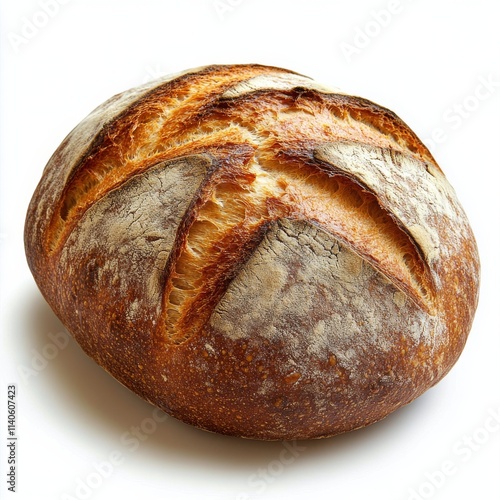 Freshly baked round loaf of bread with a golden crust ready for serving