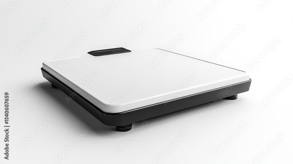Minimalist modern white bathroom scale on clean white background Minimalist modern white bathroom scale on clean white background
