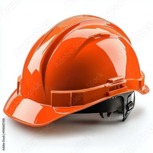 Bright orange hard hat resting on a surface ready for use at a construction site