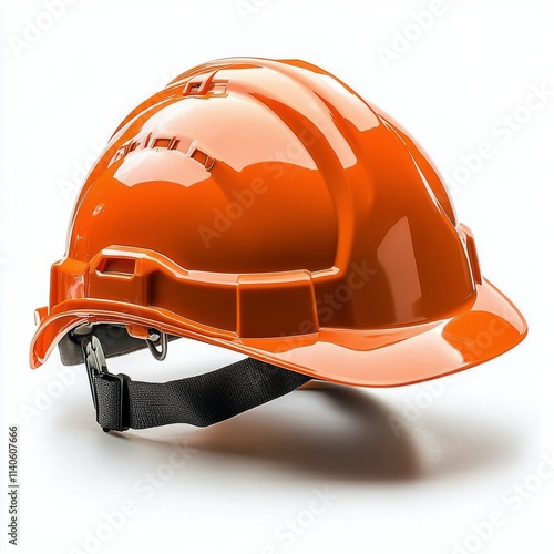 Bright orange hard hat resting on a surface ready for use at a construction site