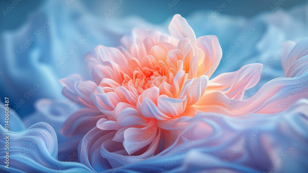 vibrant flower with soft petals in blue tones vibrant flower with soft petals in blue tones