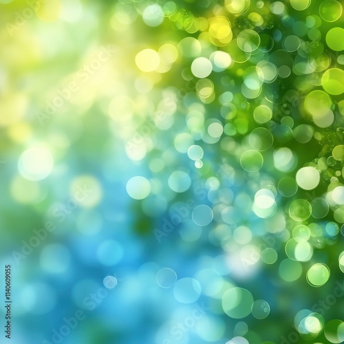 Vibrant Abstract Background with Soft Circular Bokeh Effects in Green and Blue Tones for Creative Design Projects and Visual Media