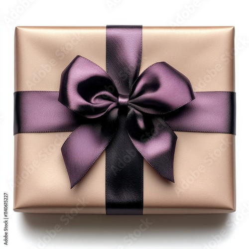 Elegant wrapped gift adorned with a deep purple bow ready for special occasions