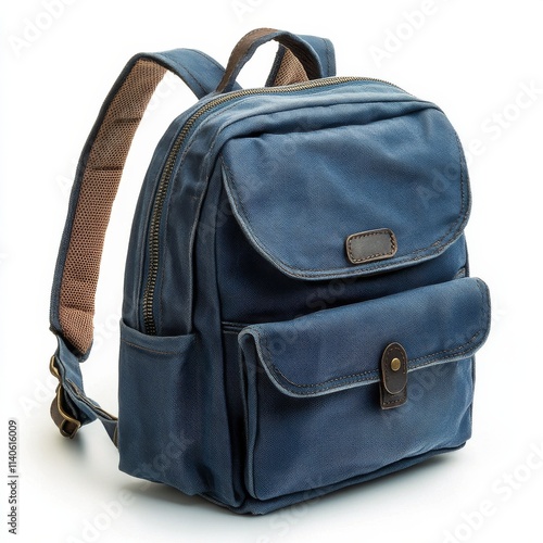 Stylish blue backpack with multiple pockets for daily use and travel