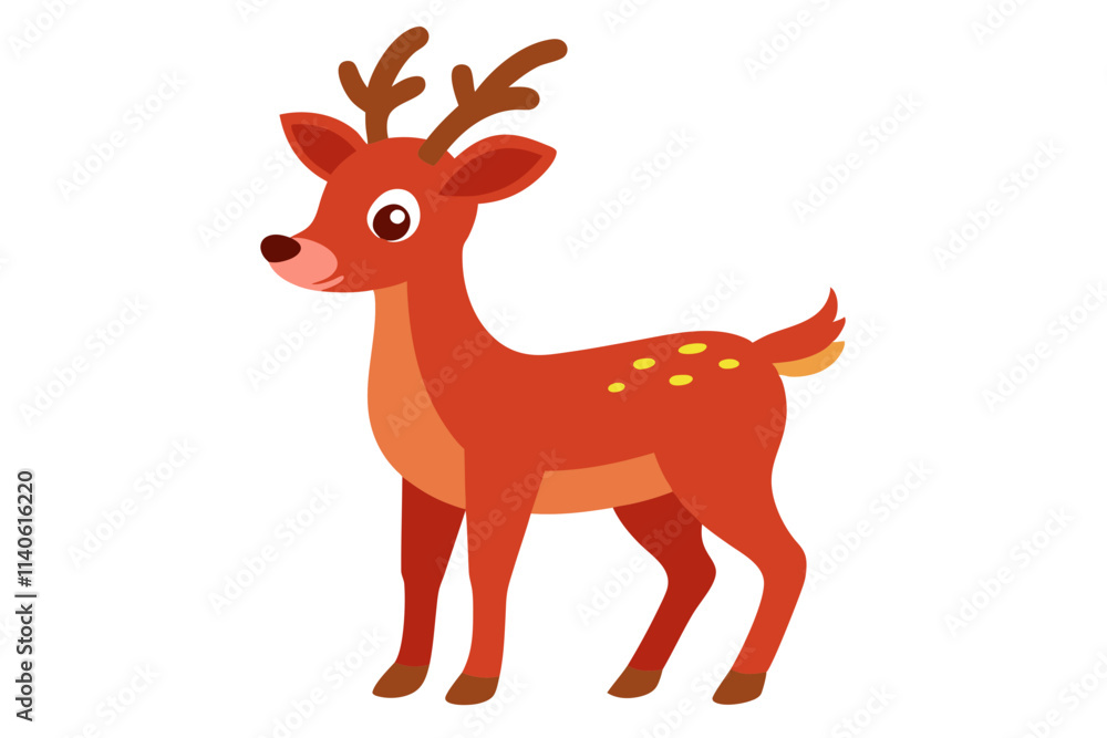 Vector Illustration of Cartoon Reindeer Animation, Hand-Painted with Watercolor on White Background, Cute Reindeer Animation, Vector Art for Christmas, Holidays, and Festive Designs Vector Illustration of Cartoon Reindeer Animation, Hand-Painted with Watercolor on White Background, Cute Reindeer Animation, Vector Art for Christmas, Holidays, and Festive Designs