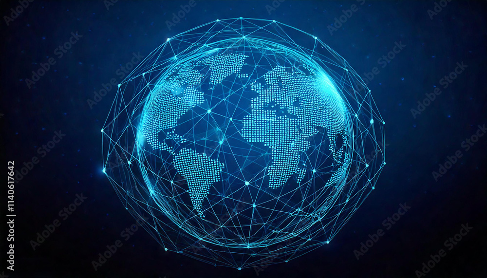Abstract Digital Globe with Connected Lines Representing Global Network Abstract Digital Globe with Connected Lines Representing Global Network
